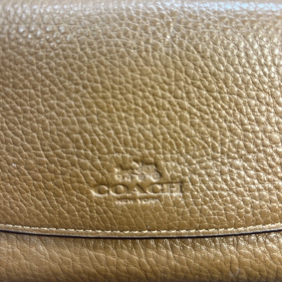 Coach Pebbled Leather Checkbook Credit Card Wallet Tri-fold Envelope Brown - Picture 2 of 13